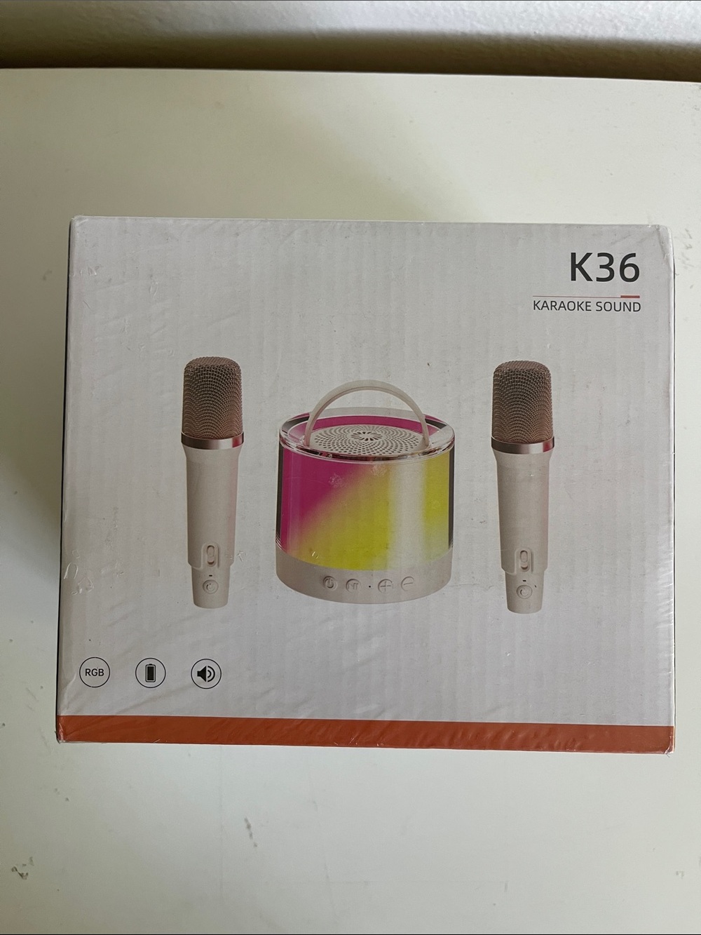 Karaoke Sound Portable Bluetooth Speaker with Dual Microphones - Pink/Gold